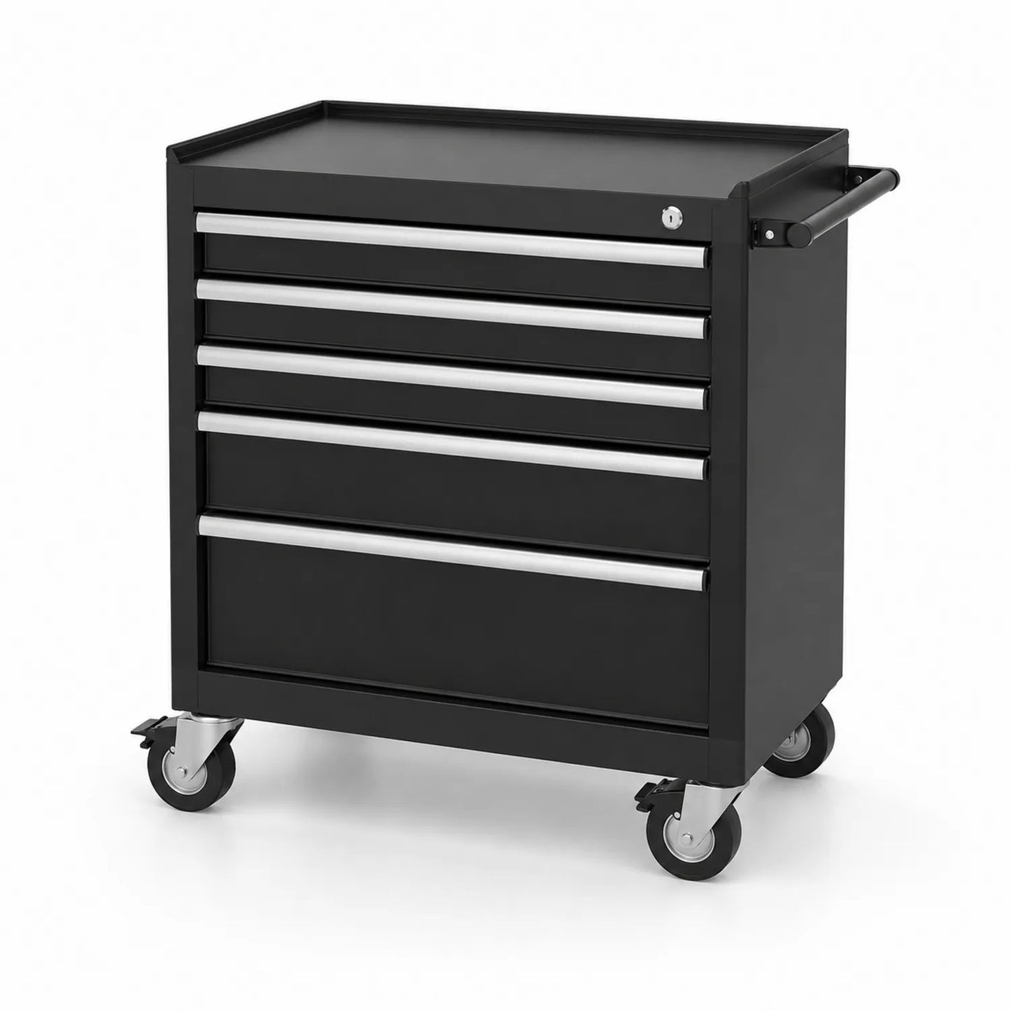 Chariot à outils en acier avec roulettes et 6 tiroirs Noir