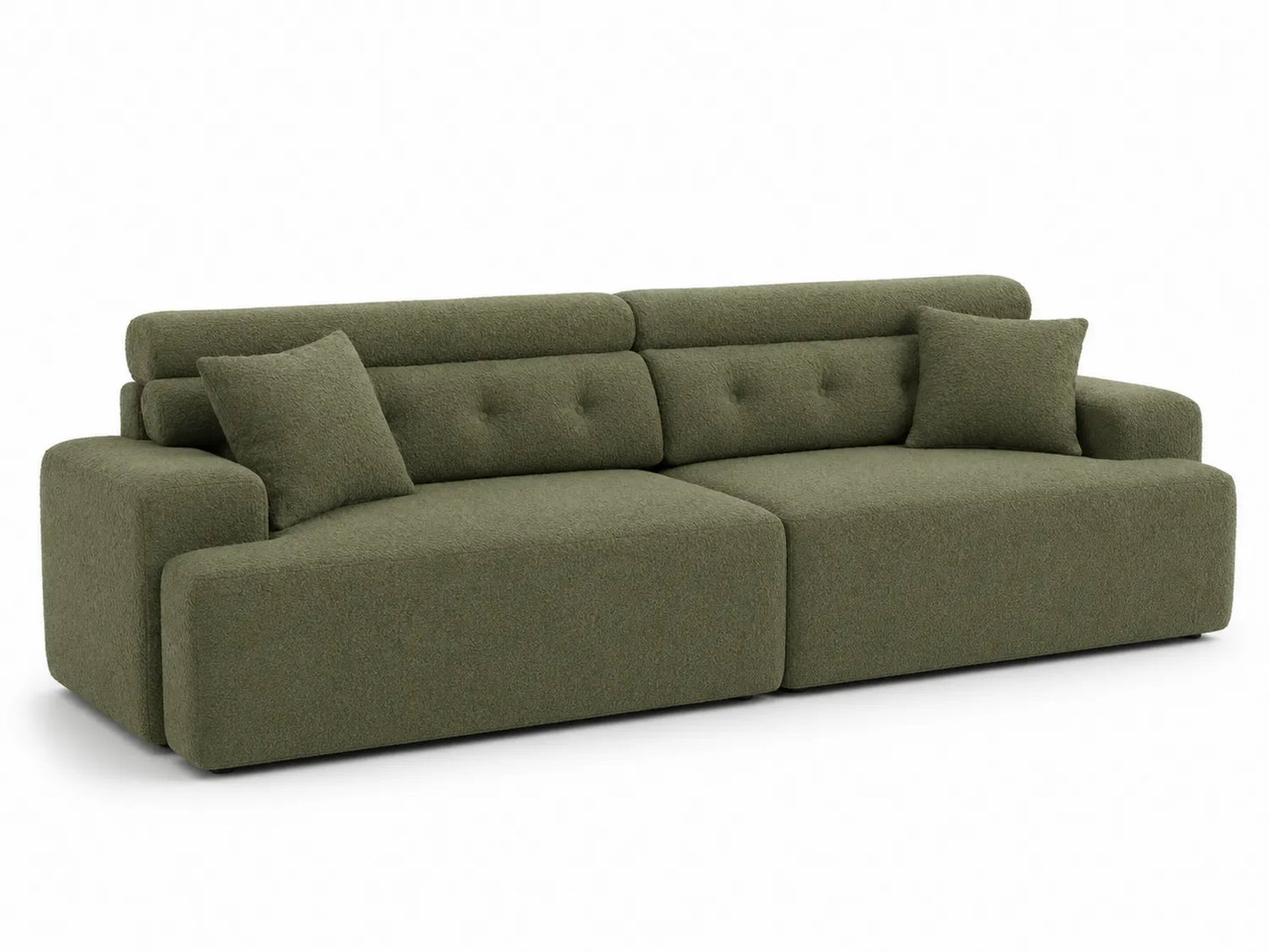 Canapé 3 places en tissu Vert olive avec coussins