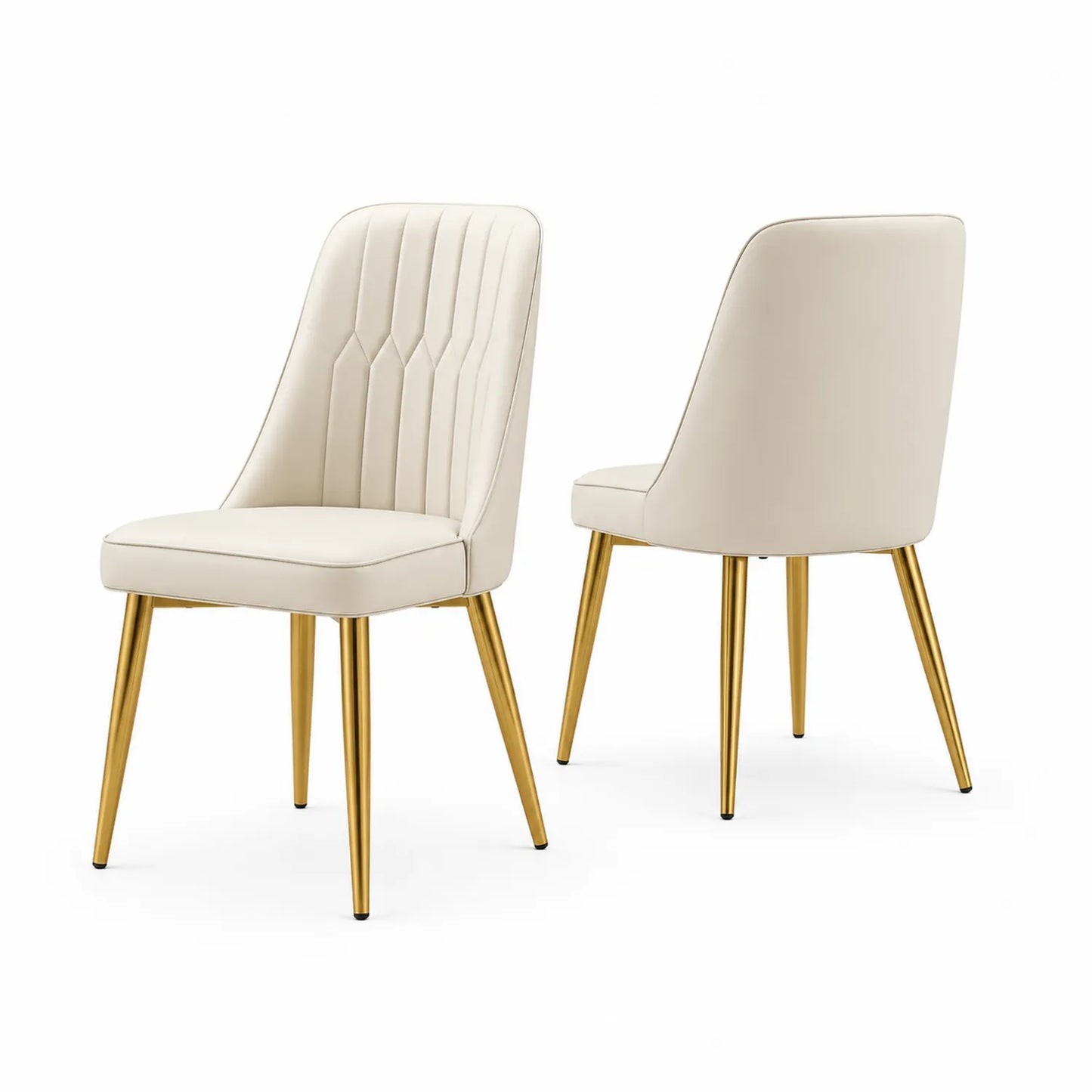 Chaises de salle à manger en cuir synthétique avec pieds en métal doré 45x55x85 cm - ensemble de 2