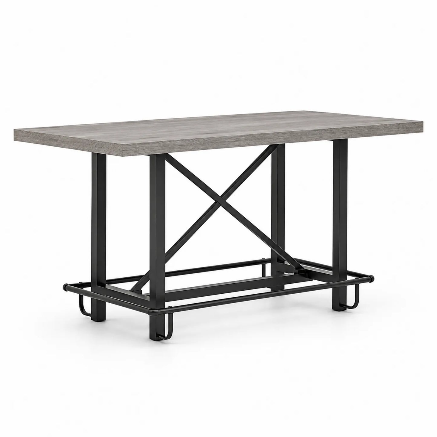 Table à manger rectangulaire en bois et métal Gris 180x90x75cm