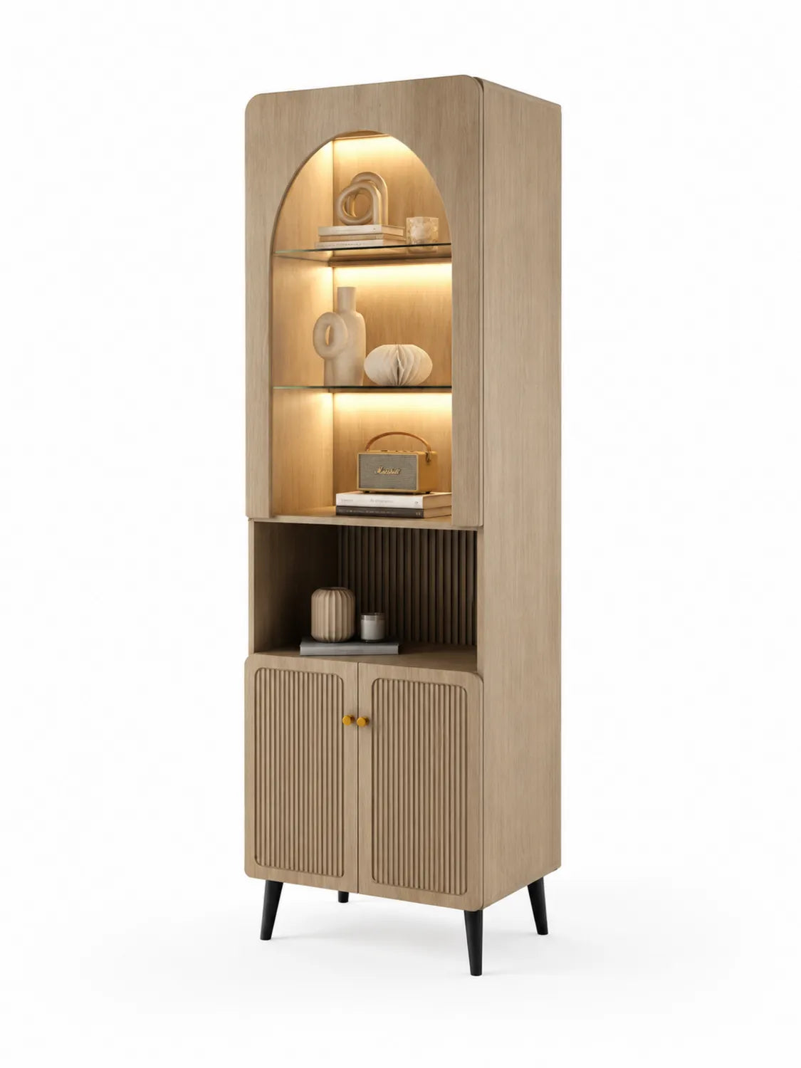 Bibliothèque en bois avec éclairage LED intégré 190cm