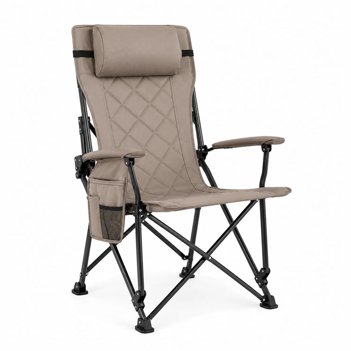 Chaise pliante en acier avec revêtement en polyester beige