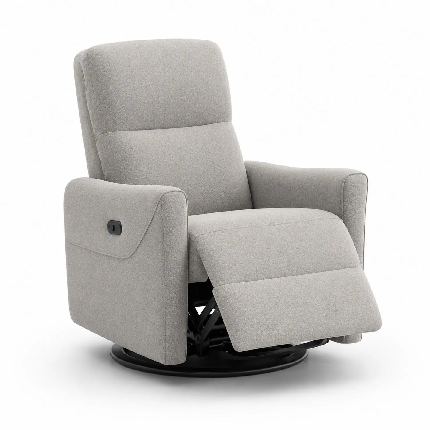 Fauteuil inclinable en tissu gris avec repose-pied pivotant