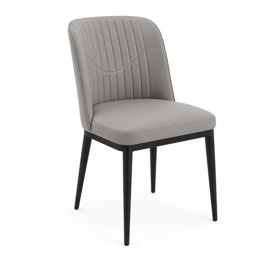 Chaise en similicuir gris avec pieds en bois noir