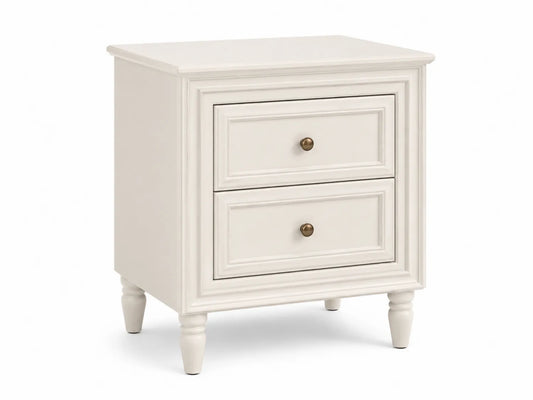 Table de chevet en bois MDF blanc avec 2 tiroirs