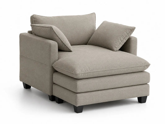 Canapé d'angle gauche en tissu beige