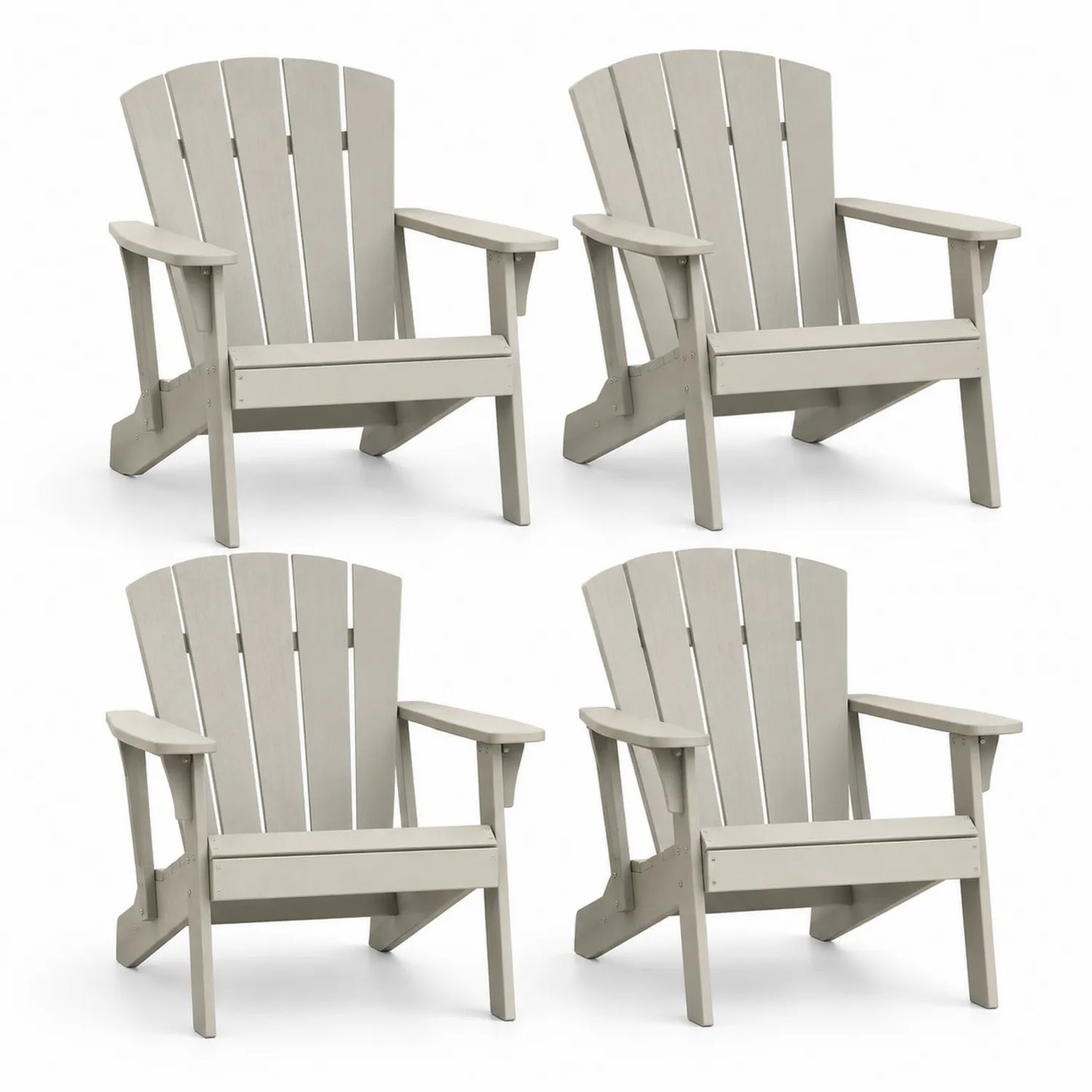 Lot de 4 chaises Adirondack en bois beige