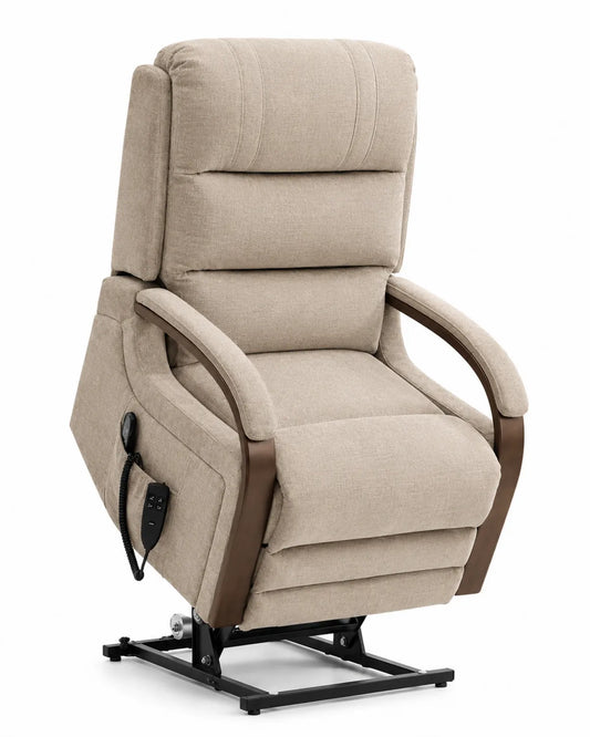 Fauteuil Électrique Releveur en Tissu Lin Beige