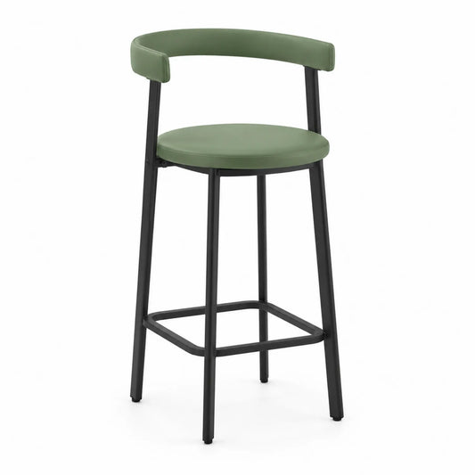 Tabouret de bar en cuir synthétique vert avec cadre en métal 105 cm