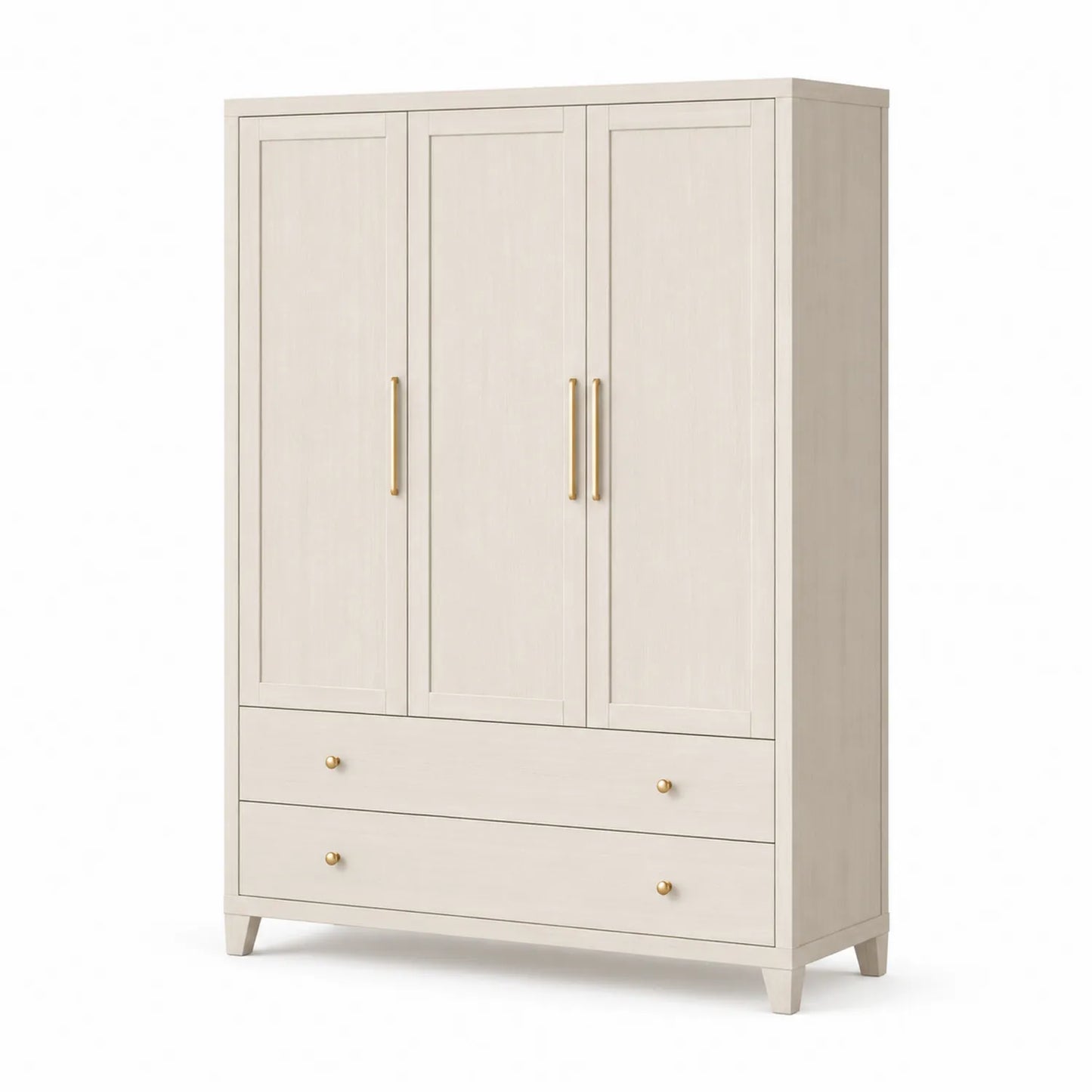 Armoire en bois 3 portes 2 tiroirs Blanc
