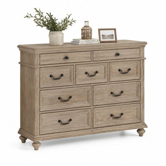 Commode en bois avec 9 tiroirs