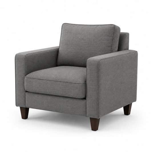 Fauteuil en tissu gris avec pieds en bois 90x85x80 cm