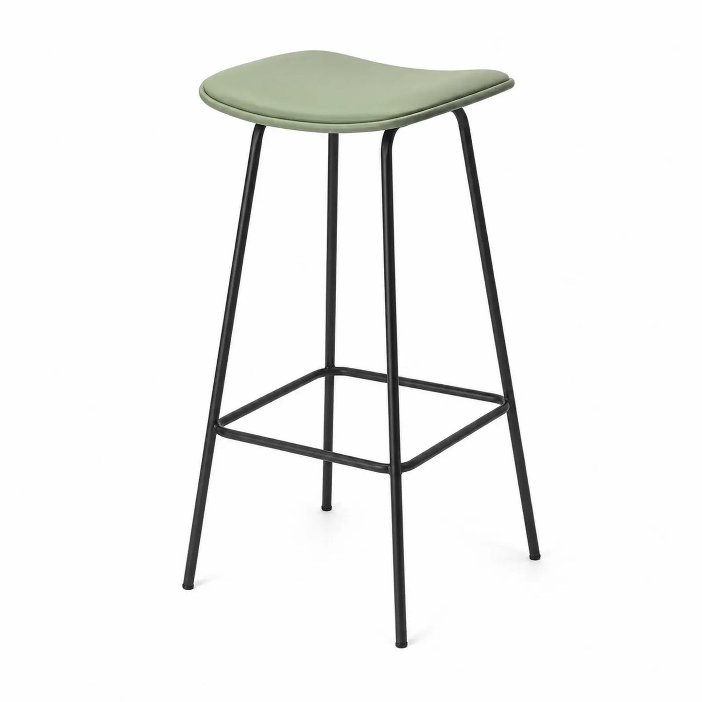 Tabouret de bar en métal avec assise en cuir synthétique vert 75cm