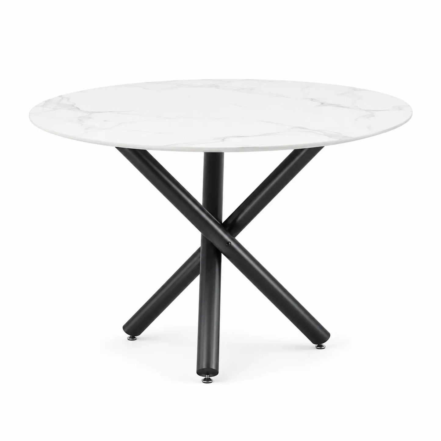 Table ronde en marbre avec pieds en métal