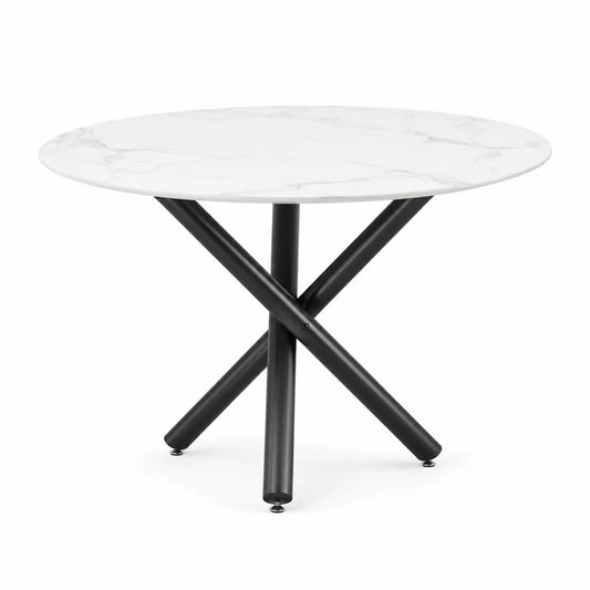 Table ronde en marbre avec pieds en métal