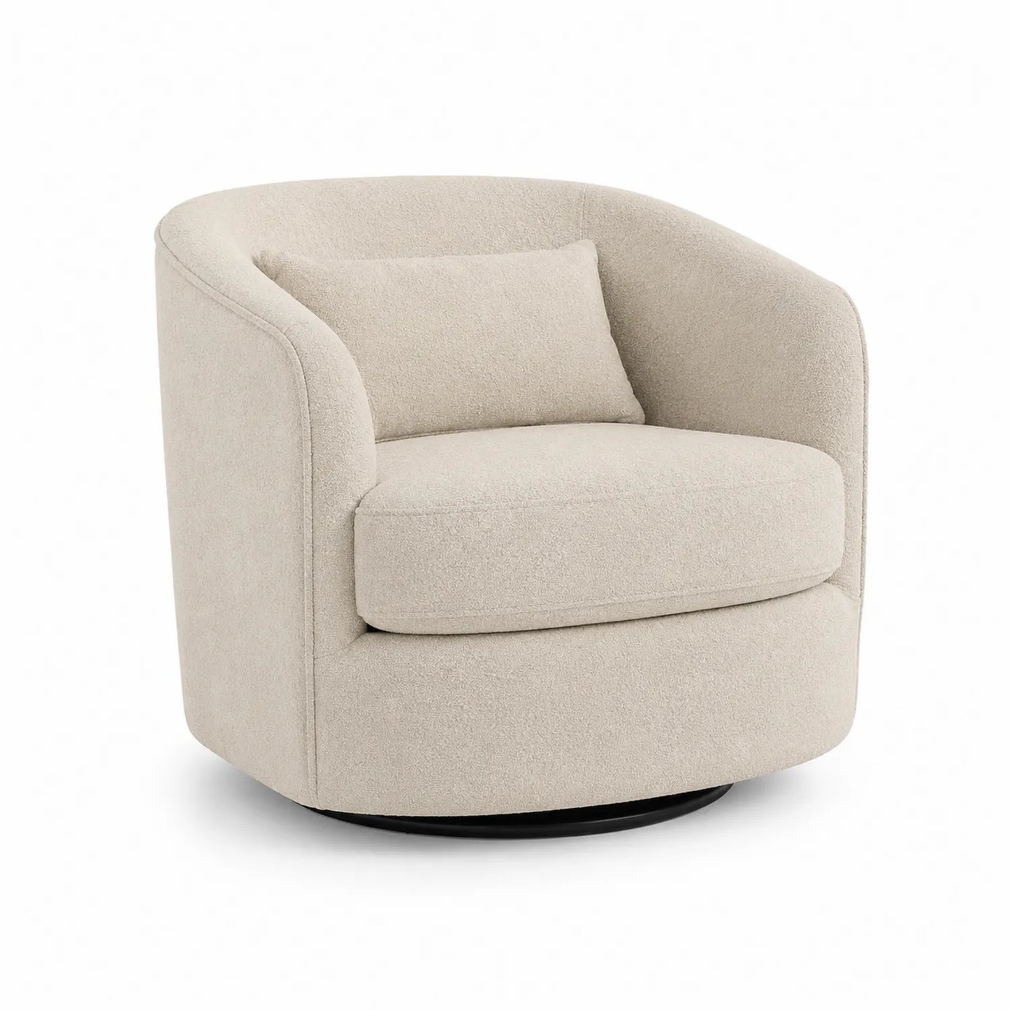 Fauteuil pivotant en tissu bouclé beige
