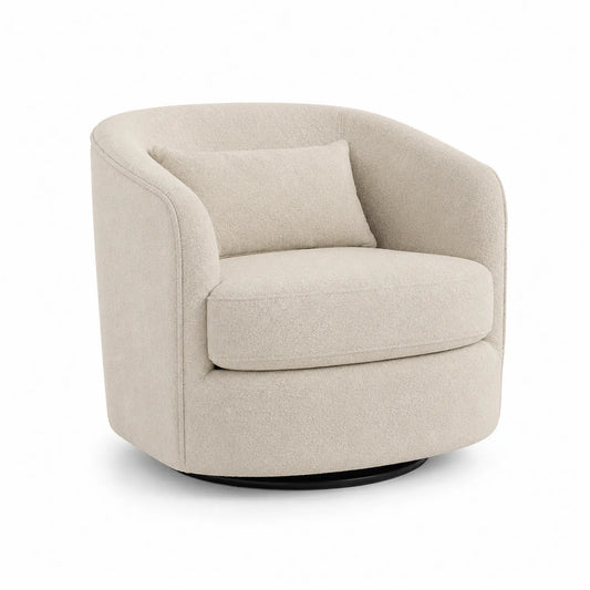 Fauteuil pivotant en tissu bouclé beige