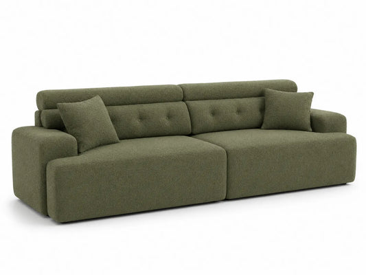 Canapé 3 places en tissu Vert olive avec coussins