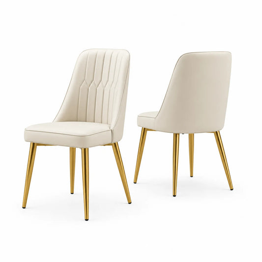 Chaises de salle à manger en cuir synthétique avec pieds en métal doré 45x55x85 cm - ensemble de 2