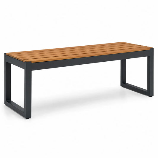 Banc extérieur en bois et métal avec cadre noir 160x40x45 cm