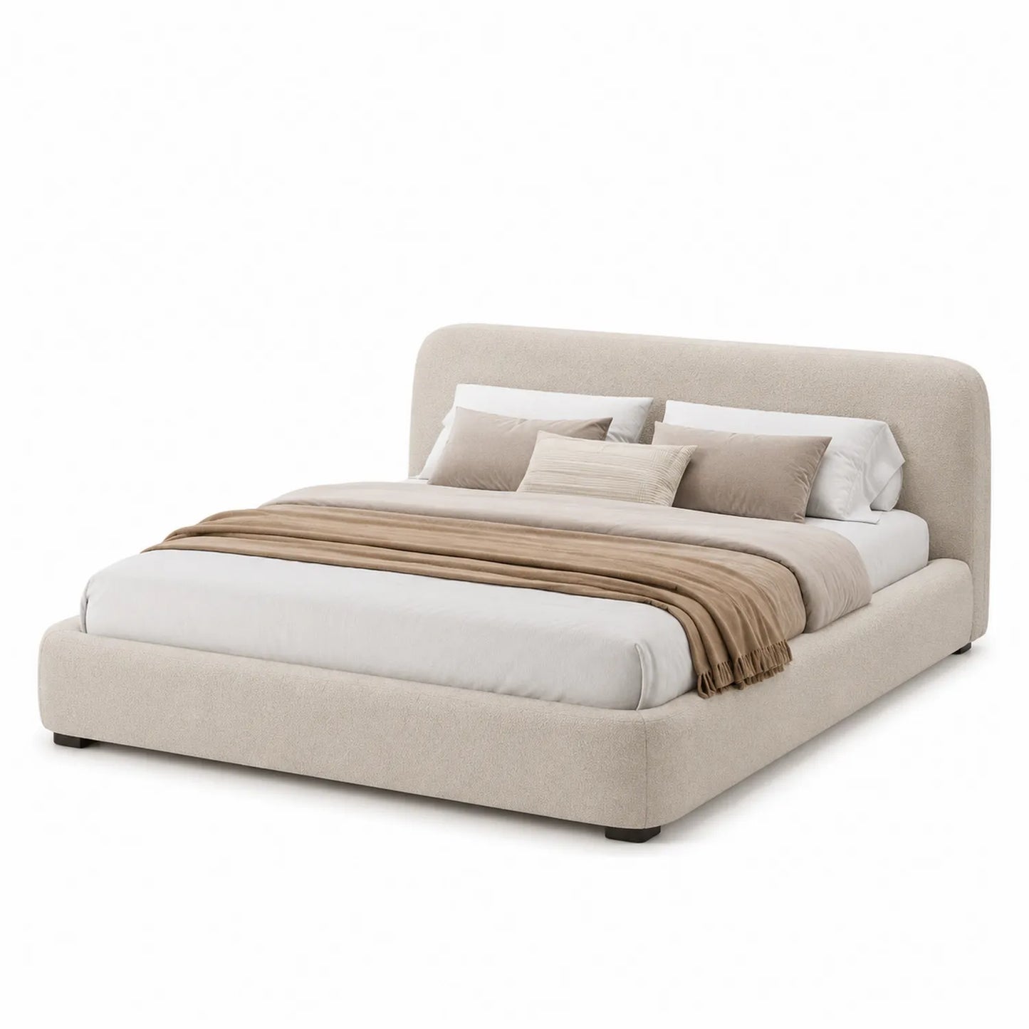 Lit double tissu polyester Blanc 200x160 cm