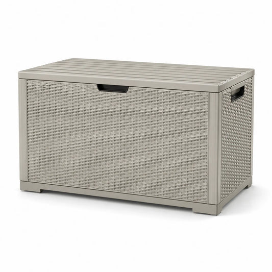 Coffre de rangement en plastique tressé Beige 117x45x57 cm