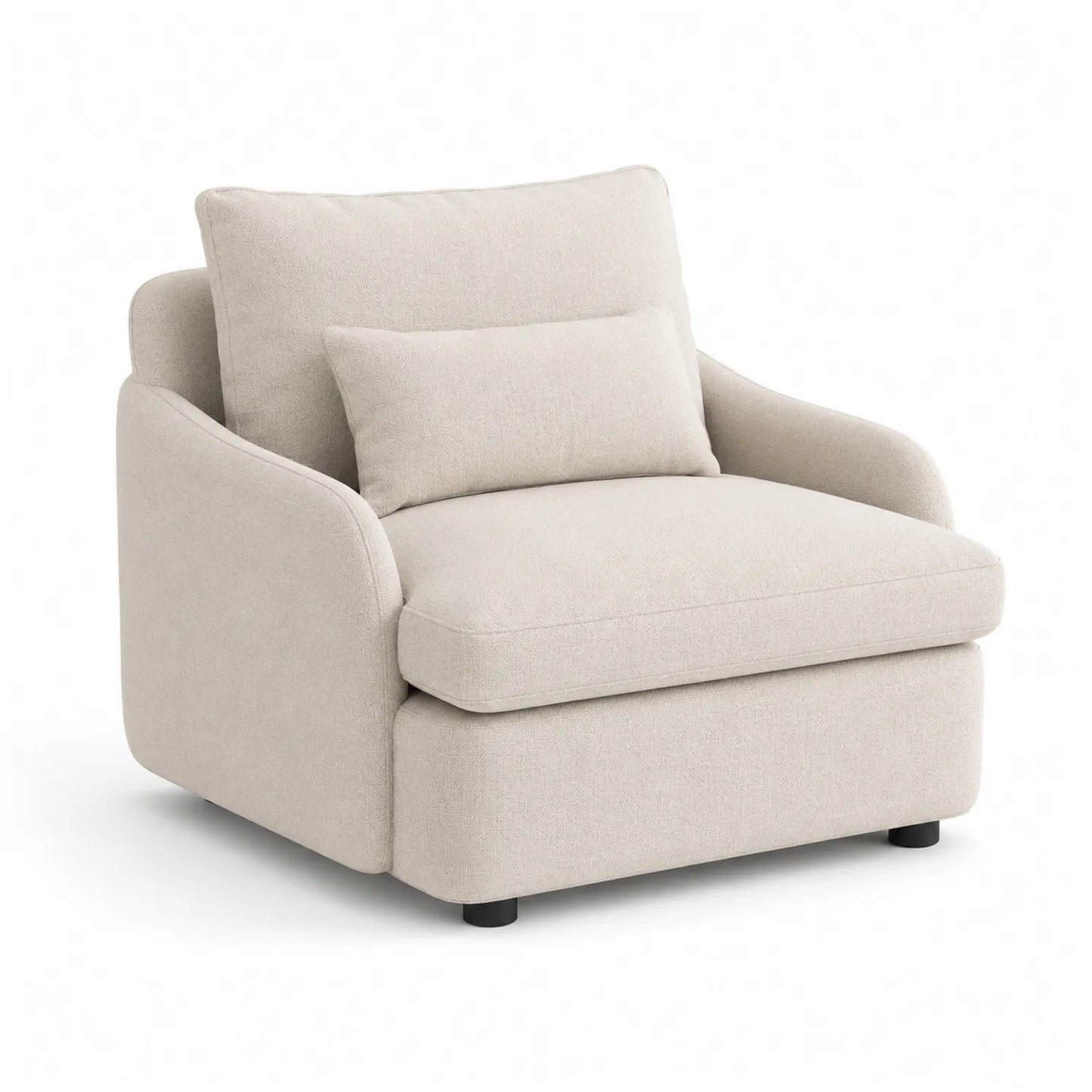 Fauteuil en tissu polyester beige avec coussin 85x90x100cm