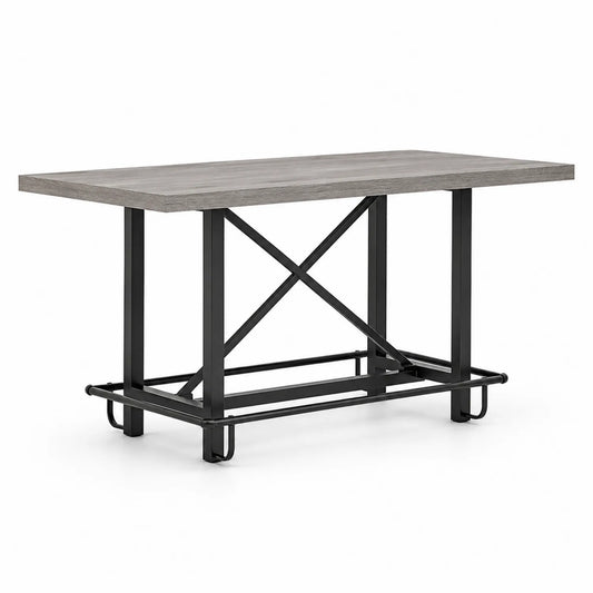 Table à manger rectangulaire en bois et métal Gris 180x90x75cm