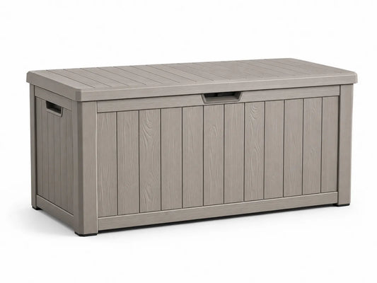 Coffre de rangement en plastique effet bois gris 120x60x55 cm