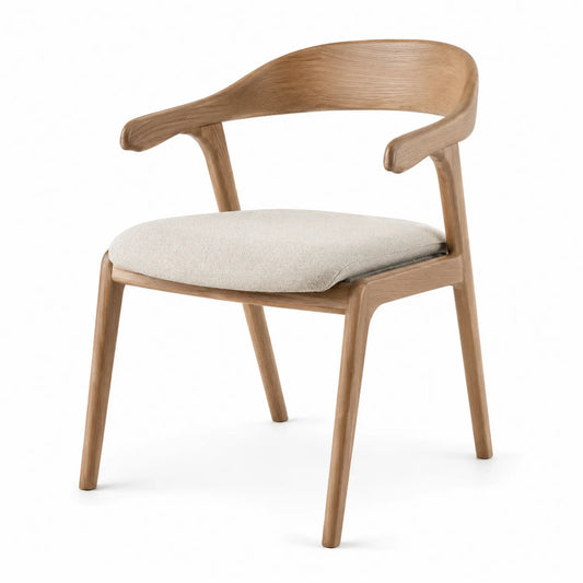 Chaise en chêne massif avec coussin en tissu