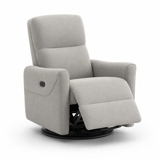 Fauteuil inclinable en tissu gris avec repose-pied pivotant