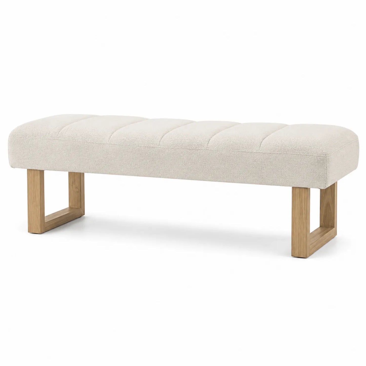 Banc en Bois Massif et Tissu Beige 140x40x45cm