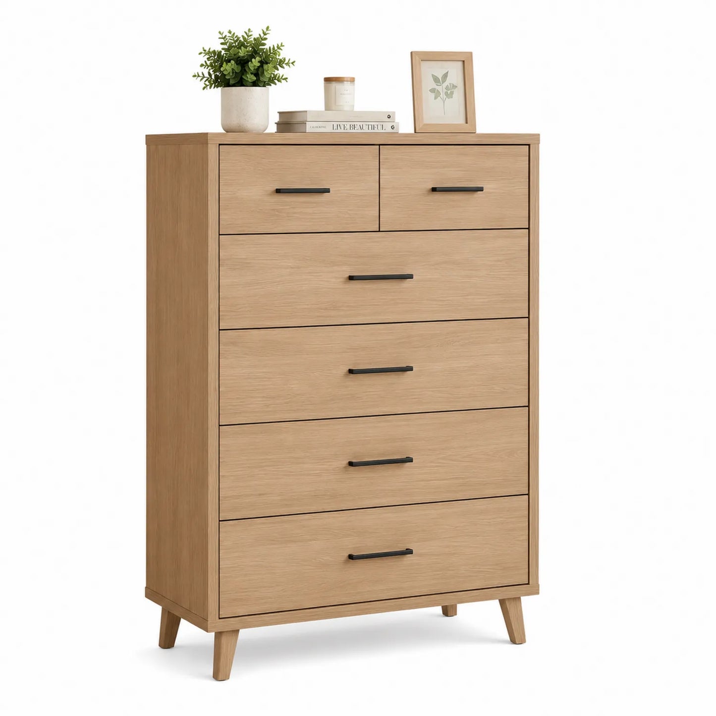 Commode en bois avec poignées noires