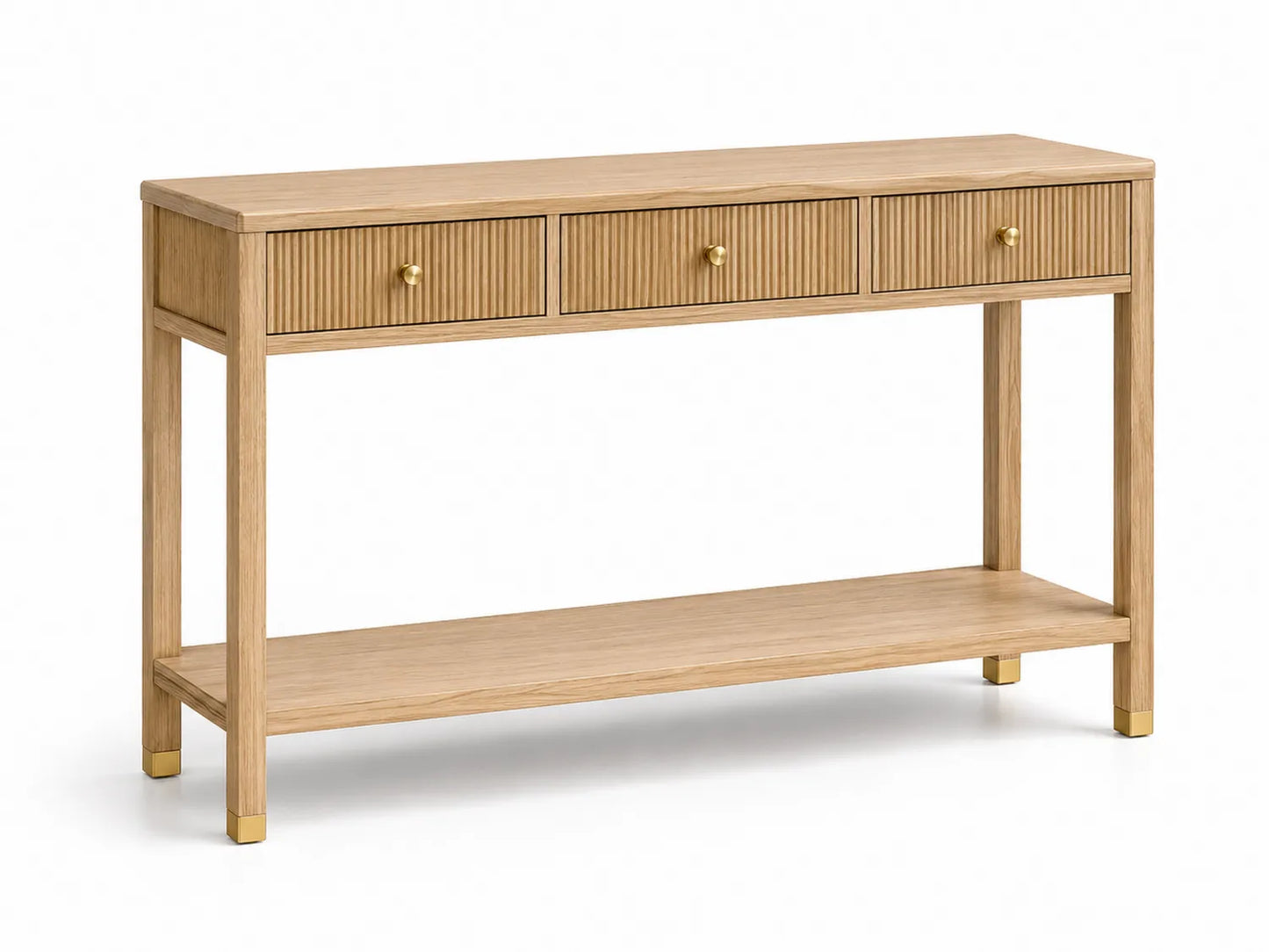 Console en bois avec tiroirs et étagère 120x30x80 cm