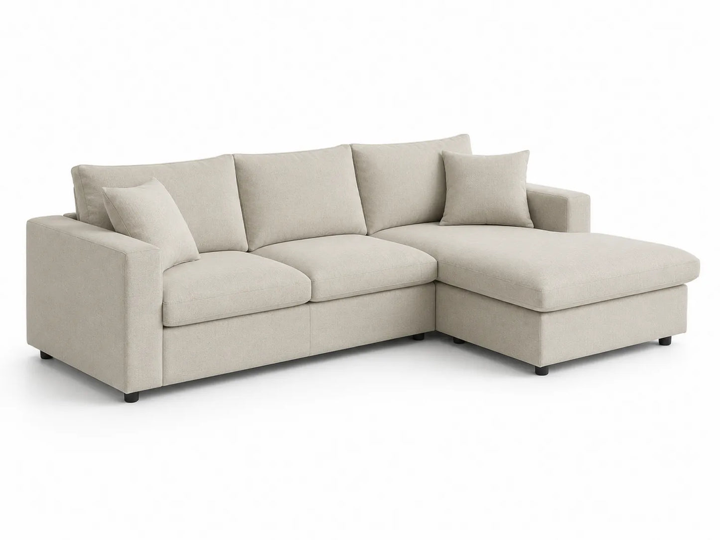 Canapé d'angle en tissu polyester beige 240 cm
