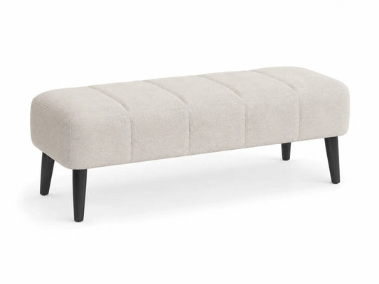 Repose-pieds rectangulaire en bois et tissu beige 110x40x45cm