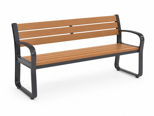 Banc en métal et bois composite 150cm Marron/Noir