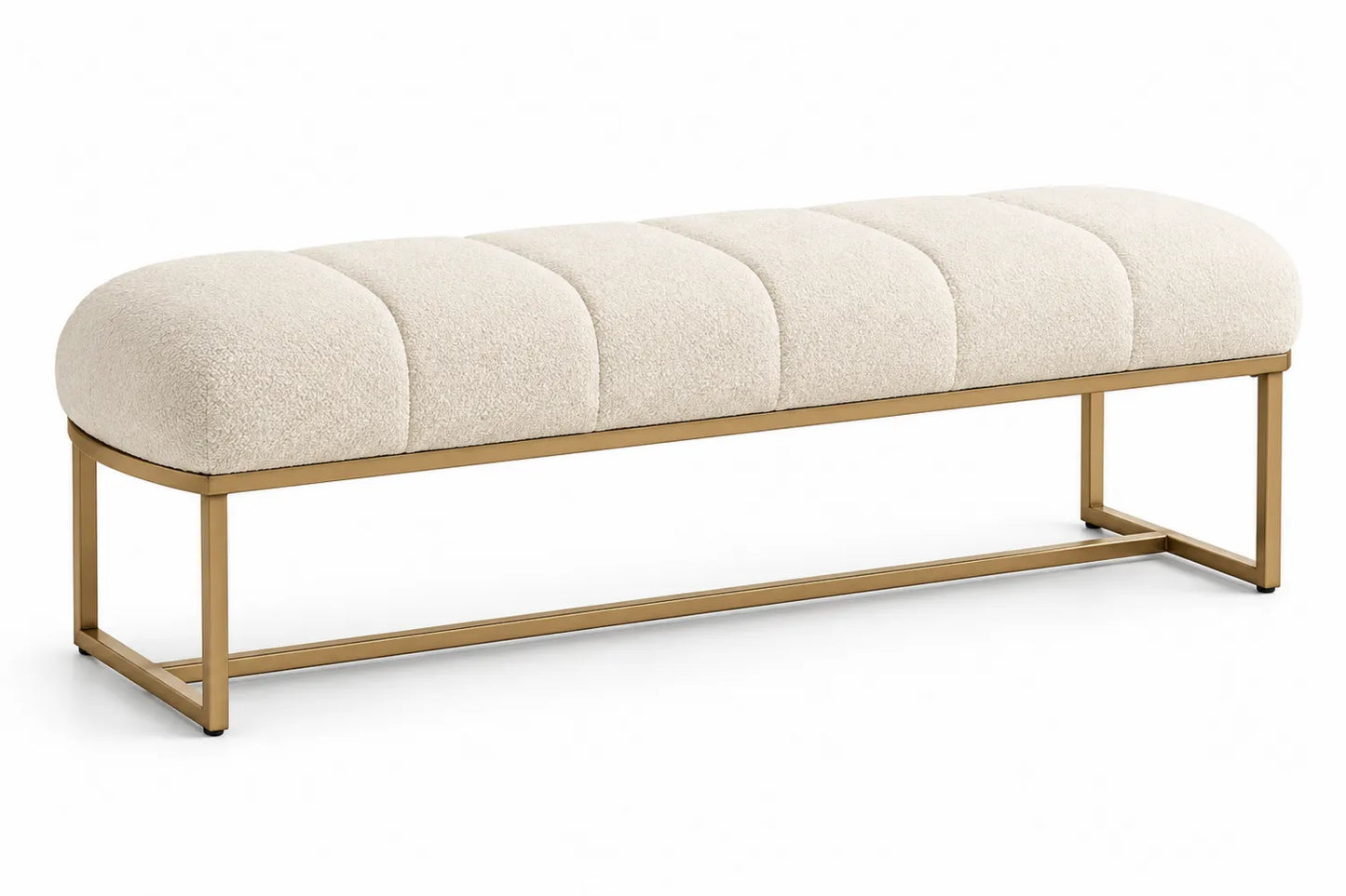 Banc en tissu bouclette avec cadre en métal