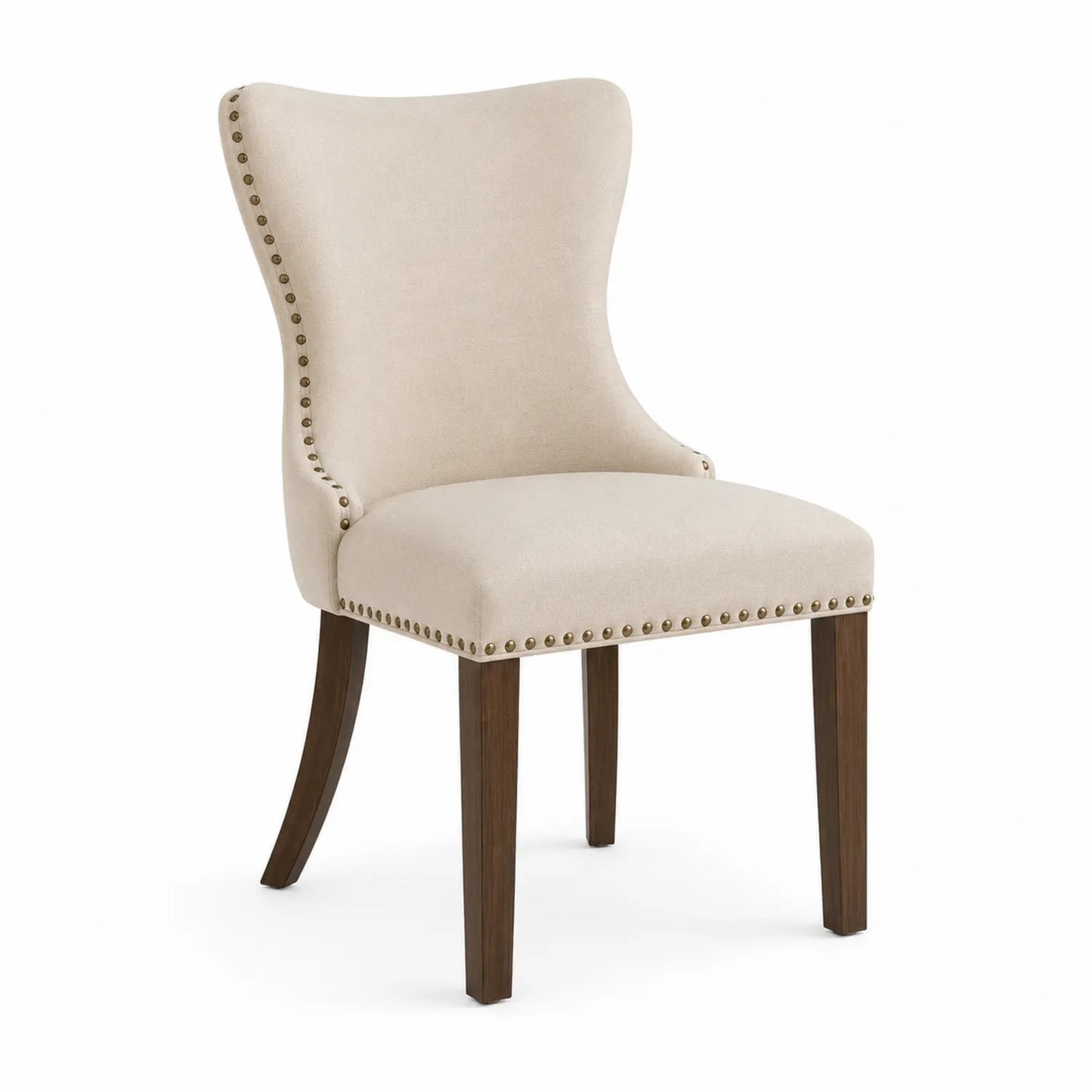 Chaise en bois avec revêtement en lin beige 48x59x95 cm