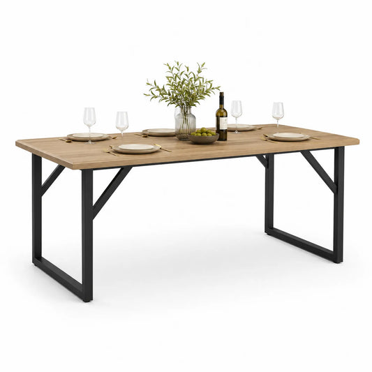 Table à manger rectangulaire chêne et métal 180x90 cm