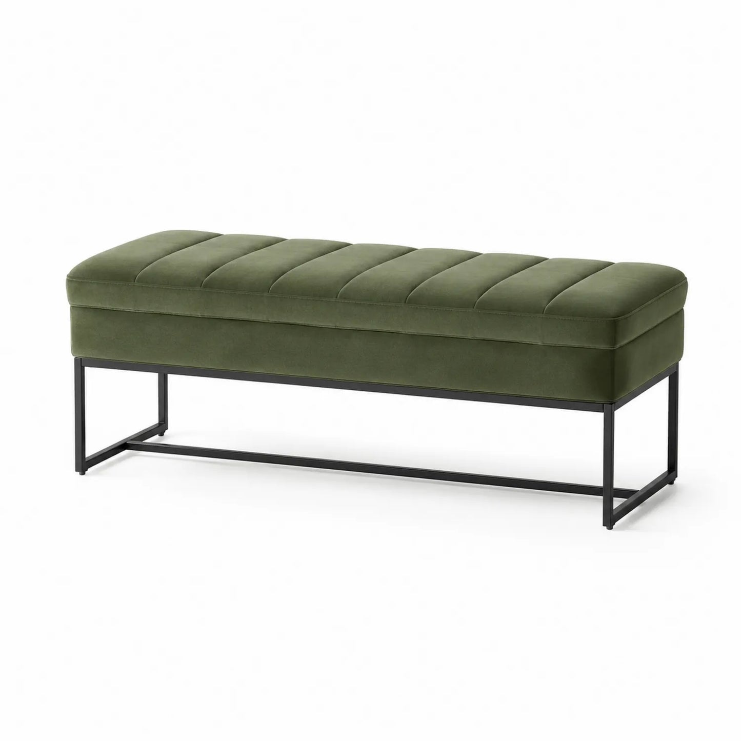 Banc en velours avec pieds en métal