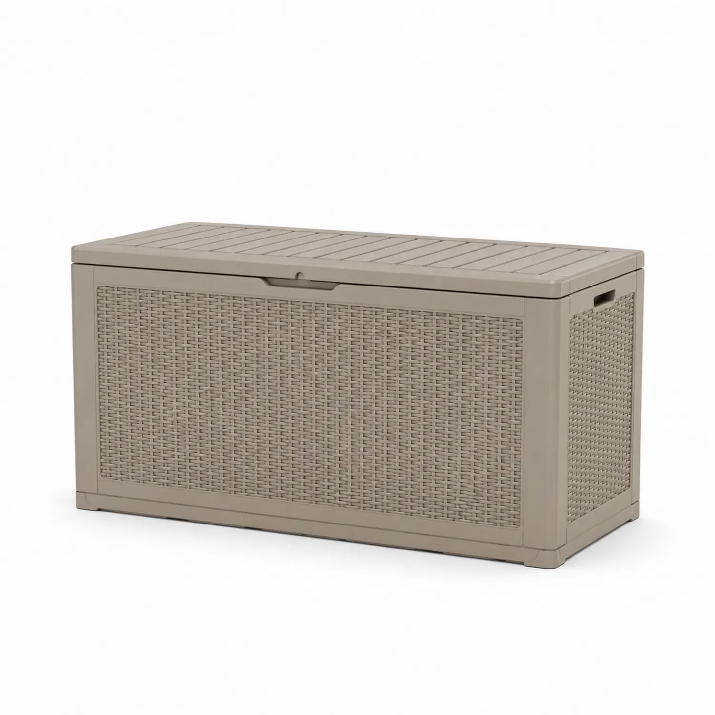 Coffre de rangement extérieur en plastique rotin Beige 117x45x57 cm
