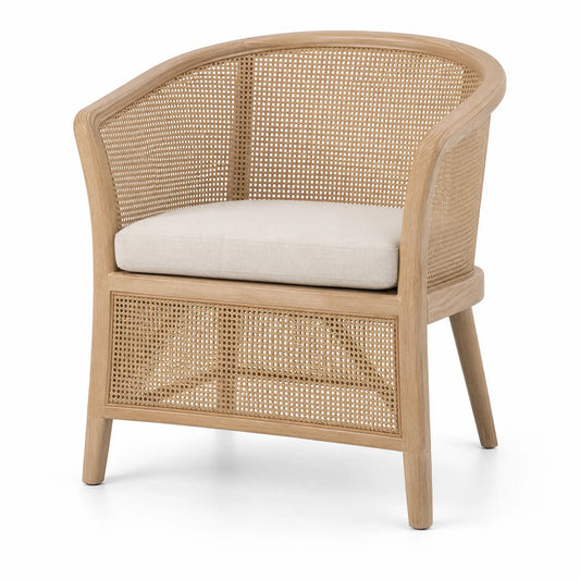 Chaise en Rotin avec Coussin en Lin