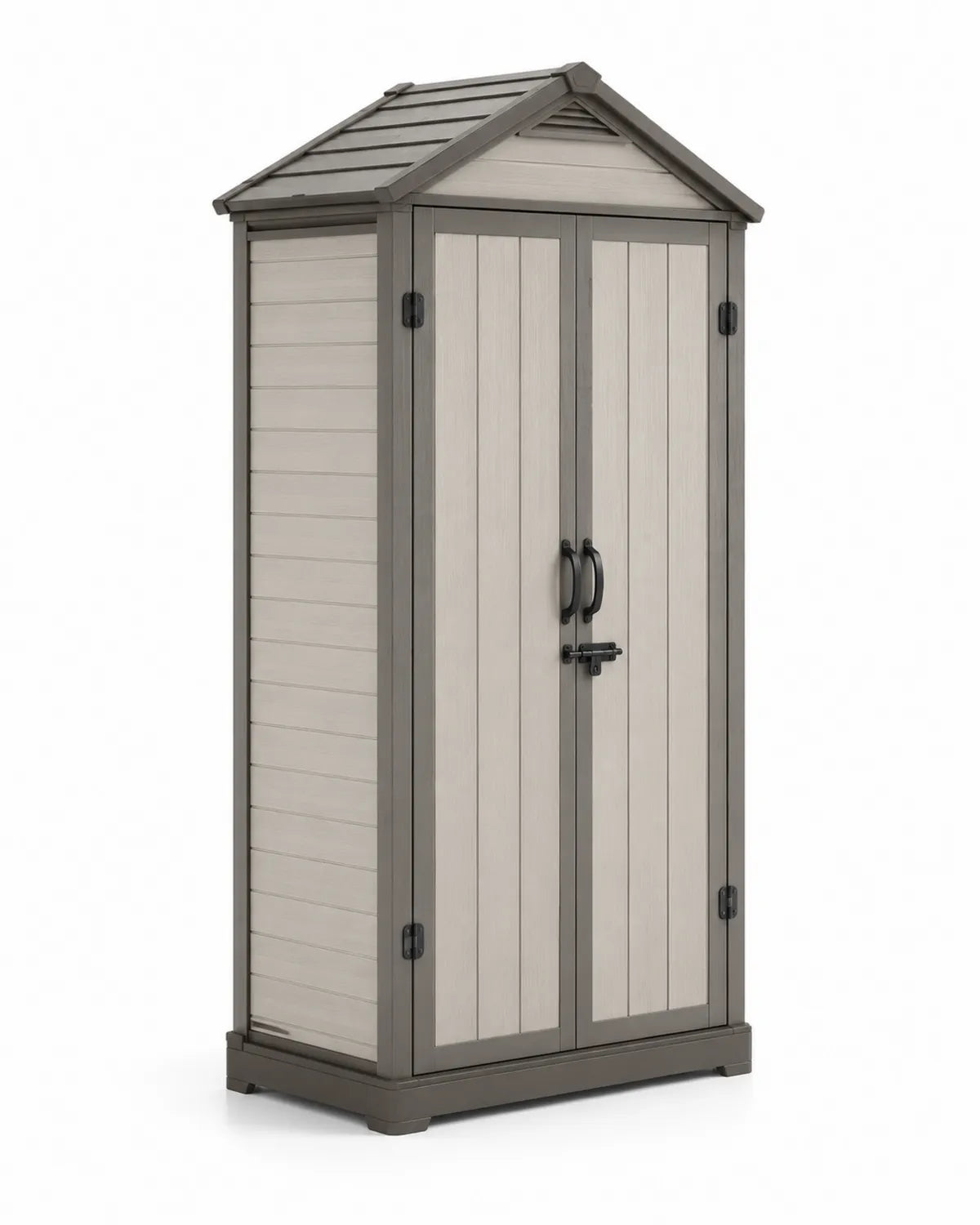 Armoire de rangement extérieur en résine beige/gris 70x50x180 cm