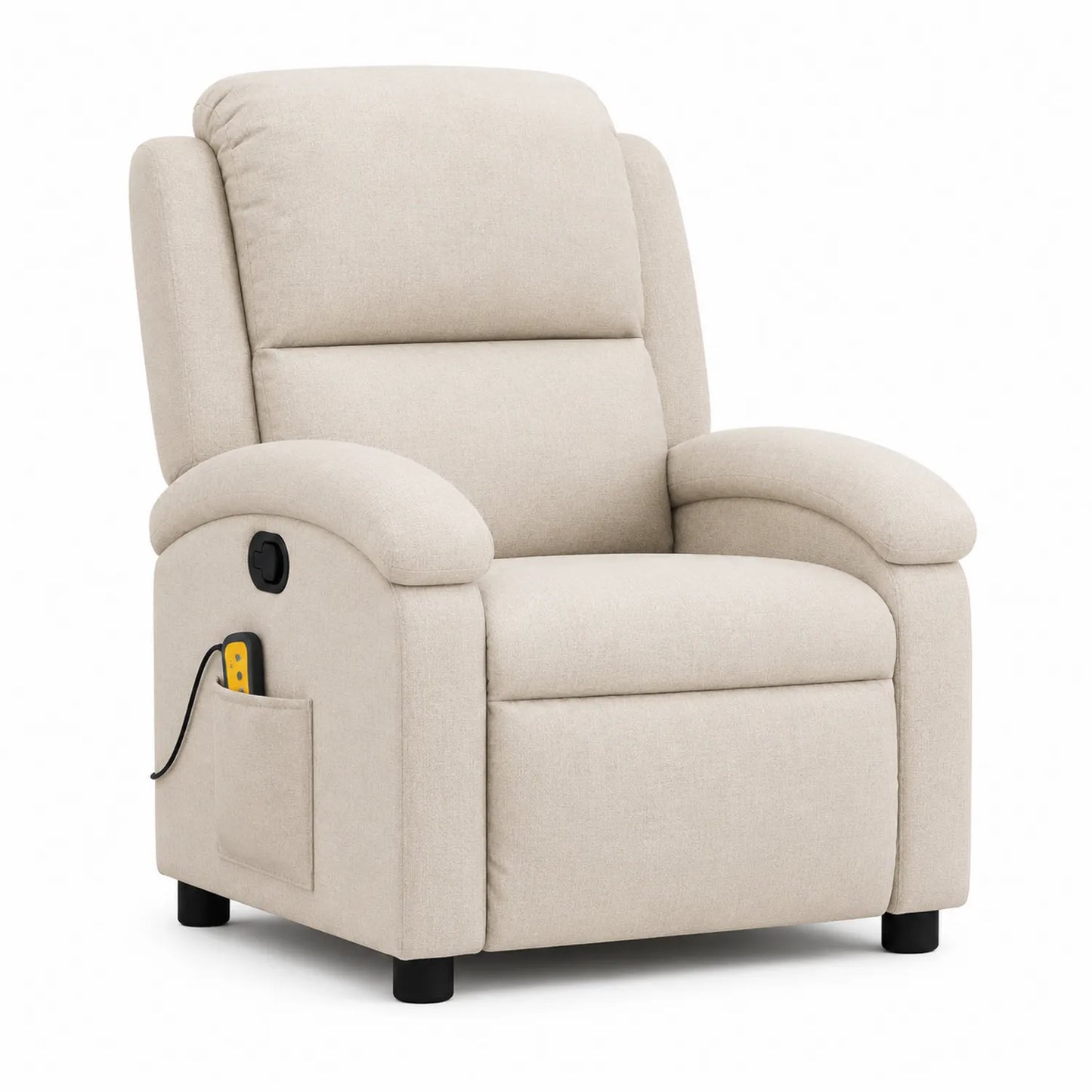 Fauteuil inclinable en tissu beige avec fonction massante