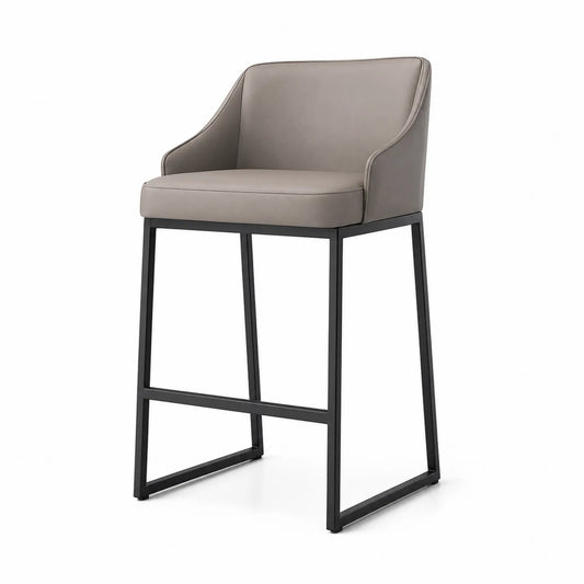 Tabouret de bar en cuir synthétique avec structure en acier