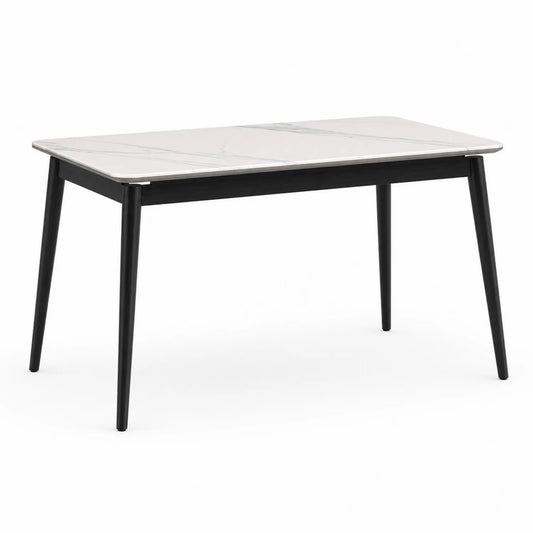 Table à manger en marbre et bois 120x60 cm Blanc/Noir