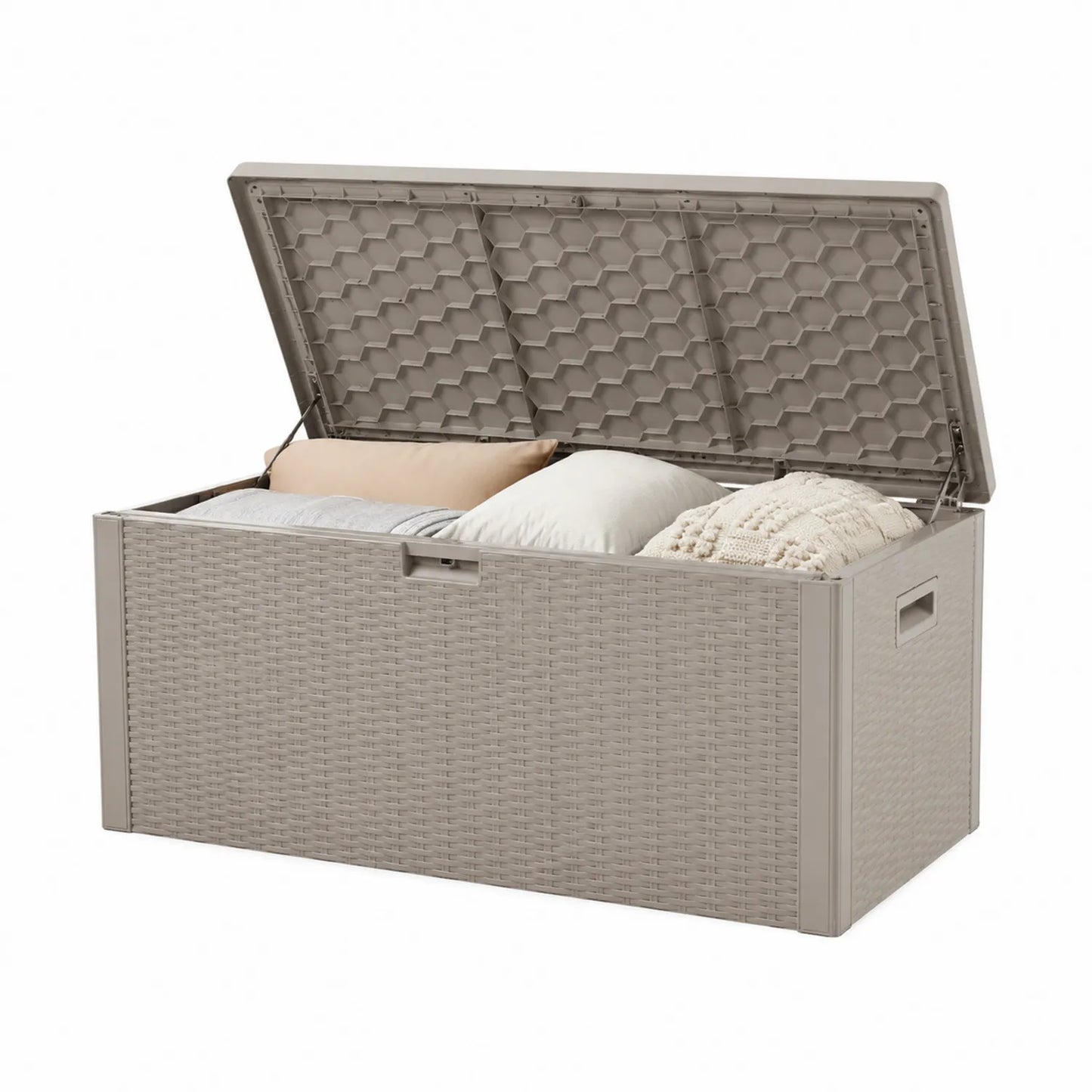 Coffre de rangement en plastique tressé Beige 116x45x57 cm