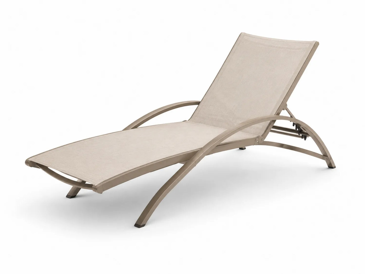 Chaise Longue en Aluminium et Tissu Textilène Beige pour Extérieur