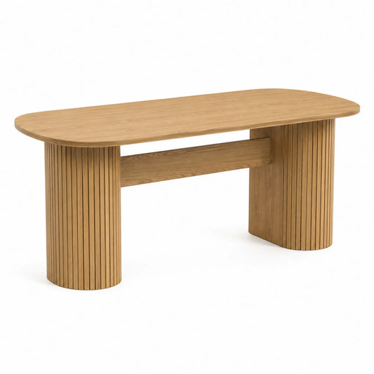 Table à manger en bois rectangulaire à bords arrondis 180x90x75 cm
